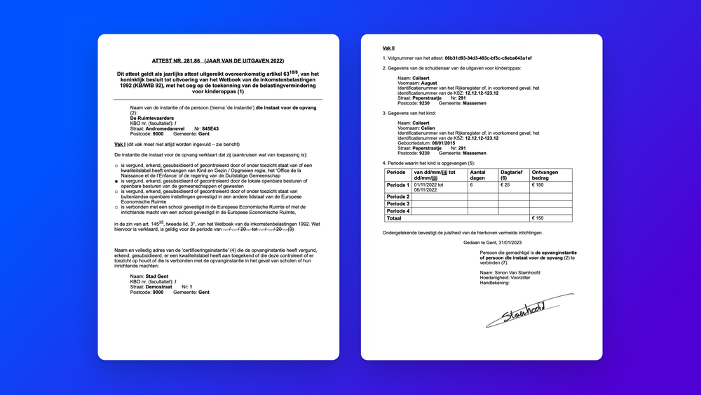 Fiscaal Attest Kinderopvang Aanmaken